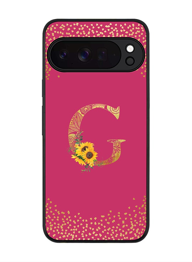 For Google Pixel 10 Pro Case,Slim fit Camera Protection, Shockproof Thin Phone cover  - Custom Floral Monogram - G ( Deep Pink )